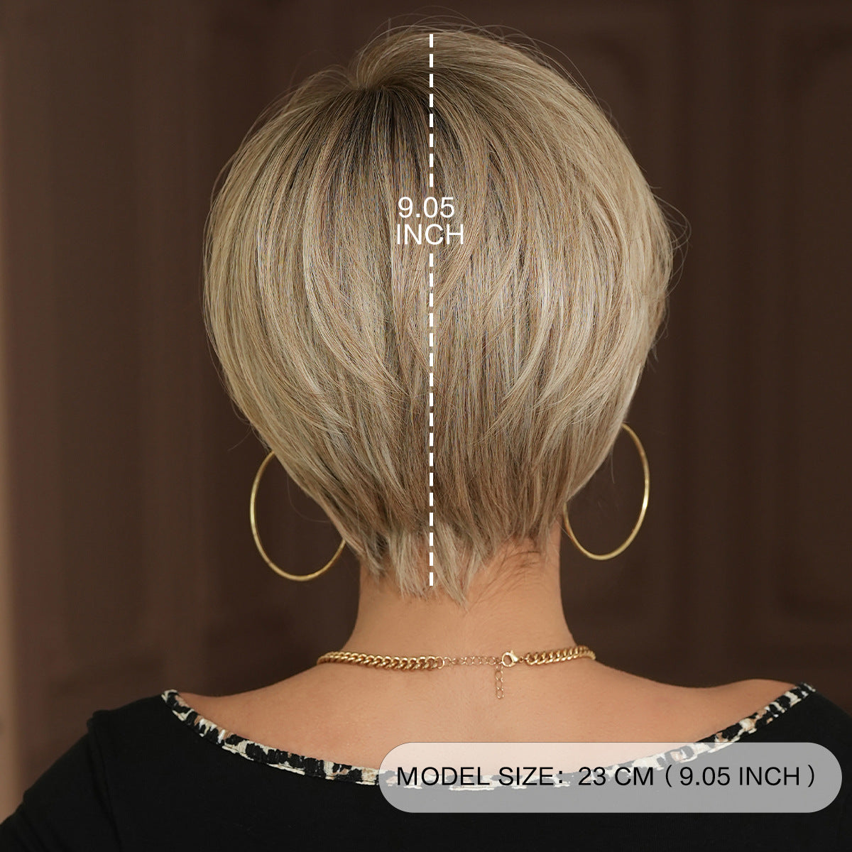 Dark Slate Gray Beige Short Layered Wig - Classic Collection (Matte Side Bangs) (FEVERCOS)