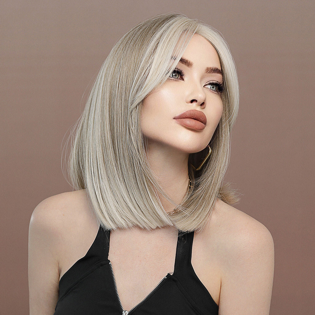Rosy Brown Light Blonde Ear Highlight Lace Wig - Elite Lace Fronts (Straight Bob) (FEVERCOS)