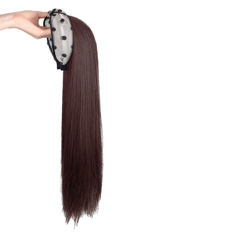 White Smoke Long Straight U-Part Half Wig - Everyday Fashion (Headband Extension) (FEVERCOS)