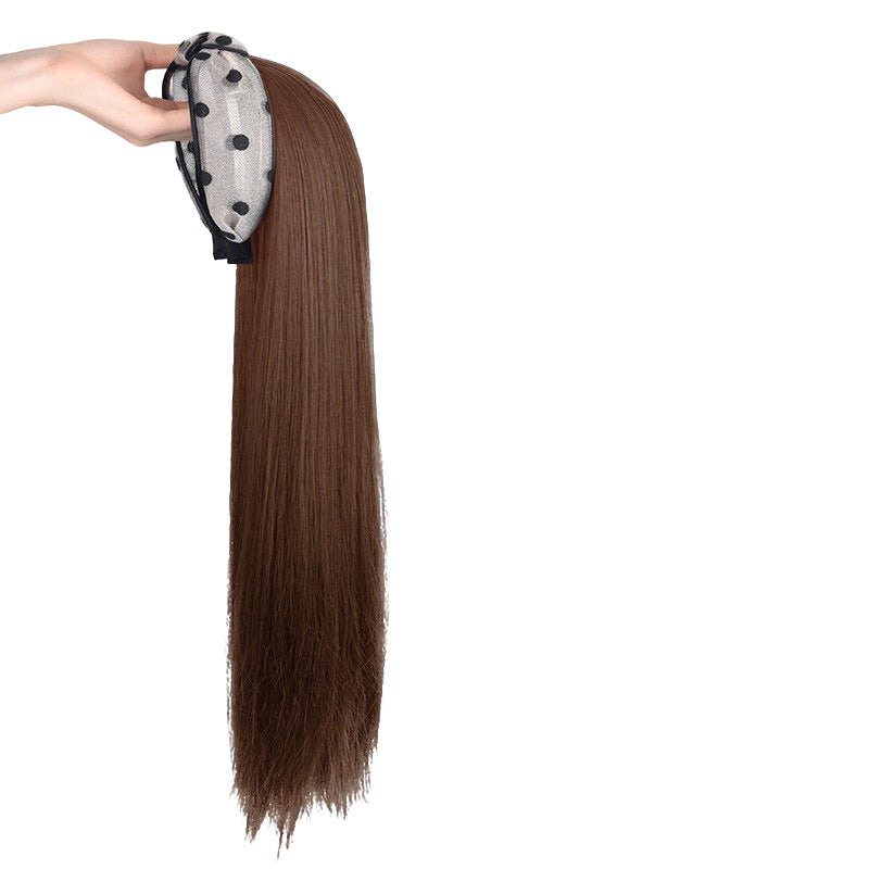 White Smoke Long Straight U-Part Half Wig - Everyday Fashion (Headband Extension) (FEVERCOS)