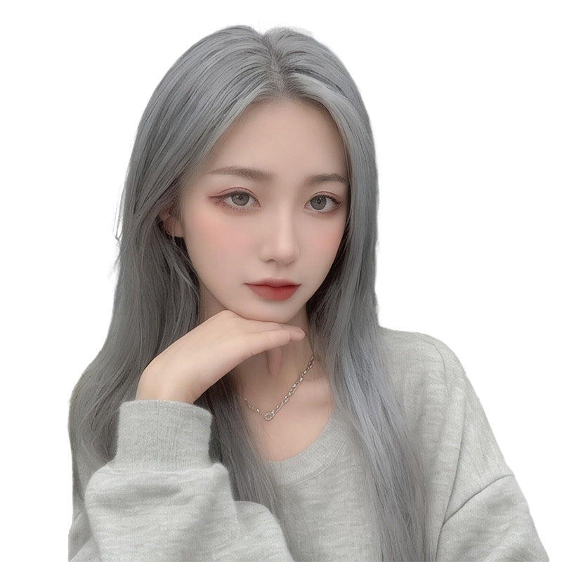 White Smoke Granny Grey Long Straight Wig - Urban Subculture (Middle Part) (FEVERCOS)