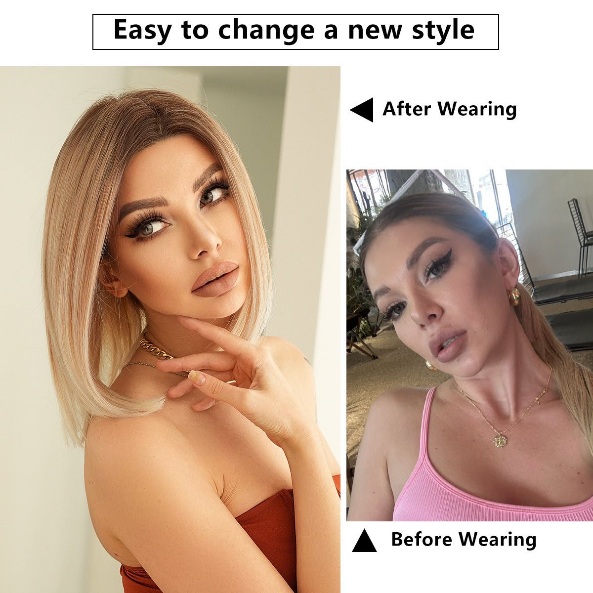 White Smoke Gradient Blonde Lace Bob Wig - Elite Lace Fronts (French Bob) (FEVERCOS)