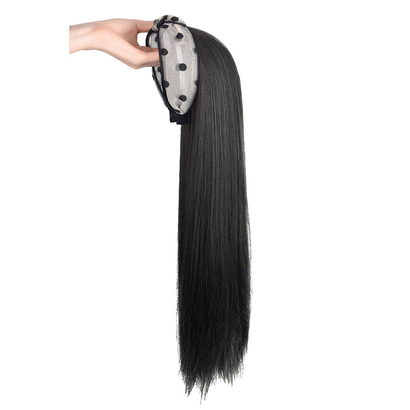 White Smoke Long Straight U-Part Half Wig - Everyday Fashion (Headband Extension) (FEVERCOS)