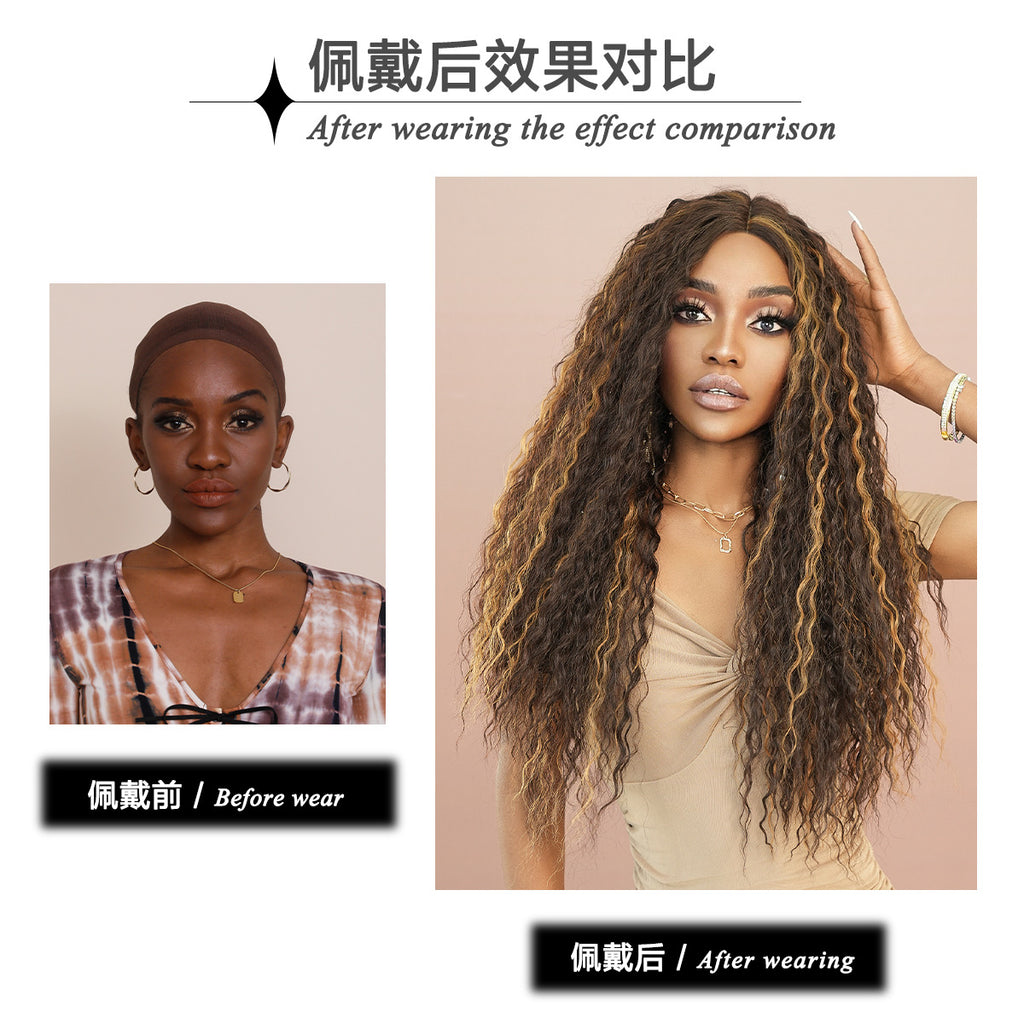 White Smoke Deep Curly Brown Highlight Lace Wig - Elite Lace Fronts (T-Part Long) (FEVERCOS)