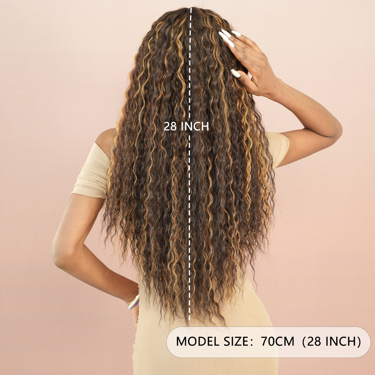 Wheat Deep Curly Brown Highlight Lace Wig - Elite Lace Fronts (T-Part Long) (FEVERCOS)