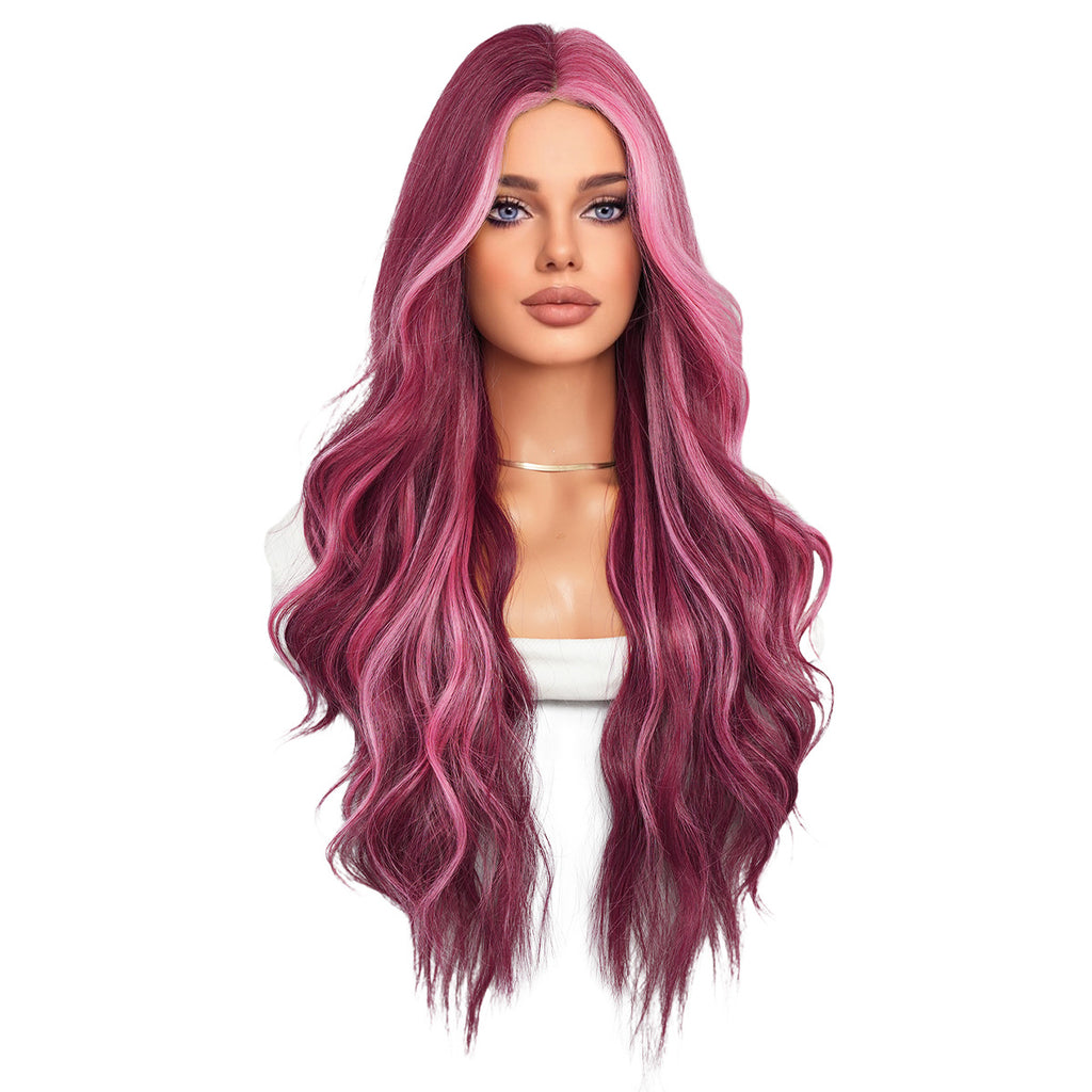 White Smoke Starry Purple Highlight Lace Wig - Elite Lace Fronts (Middle Part Curly) (FEVERCOS)