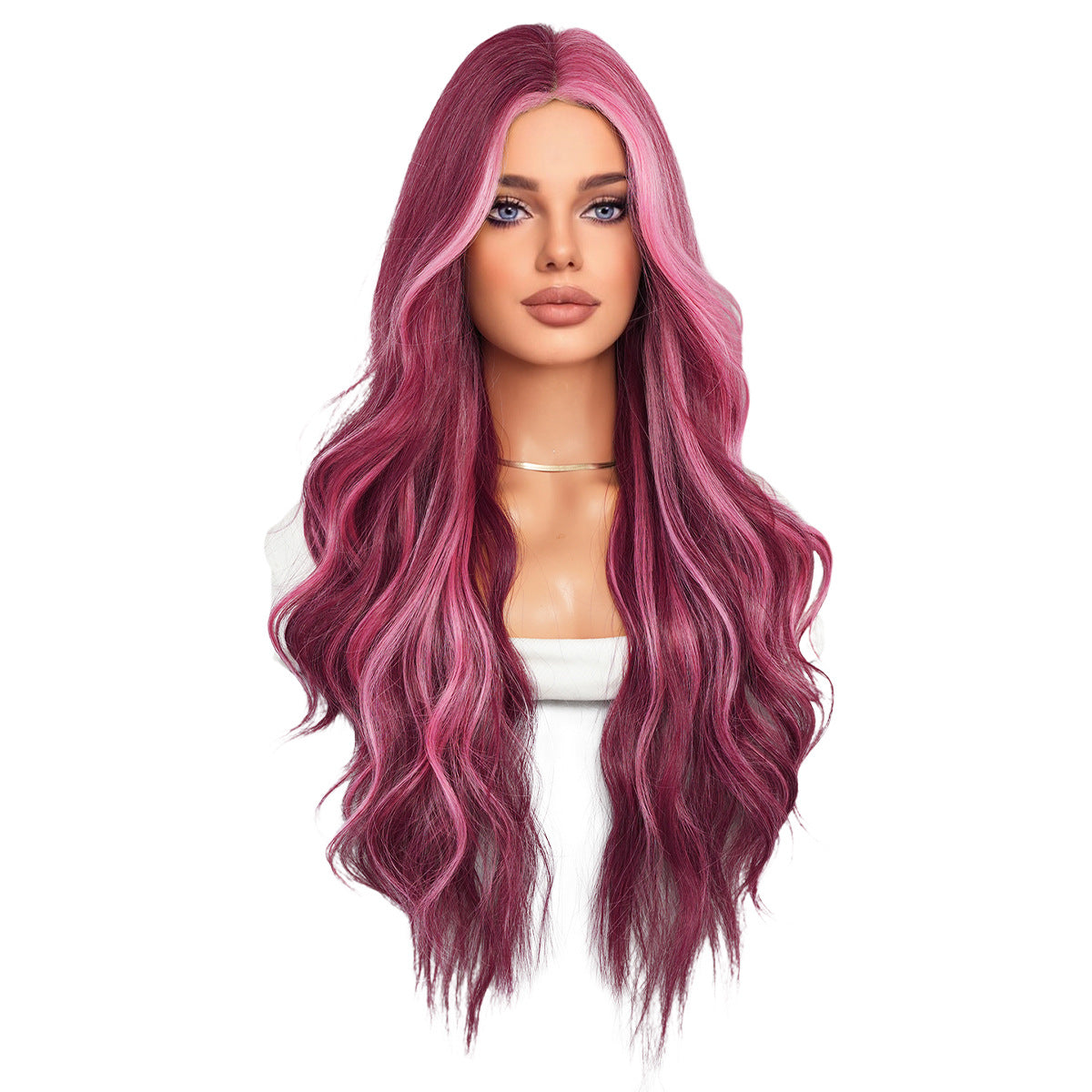 White Smoke Starry Purple Highlight Lace Wig - Elite Lace Fronts (Middle Part Curly) (FEVERCOS)
