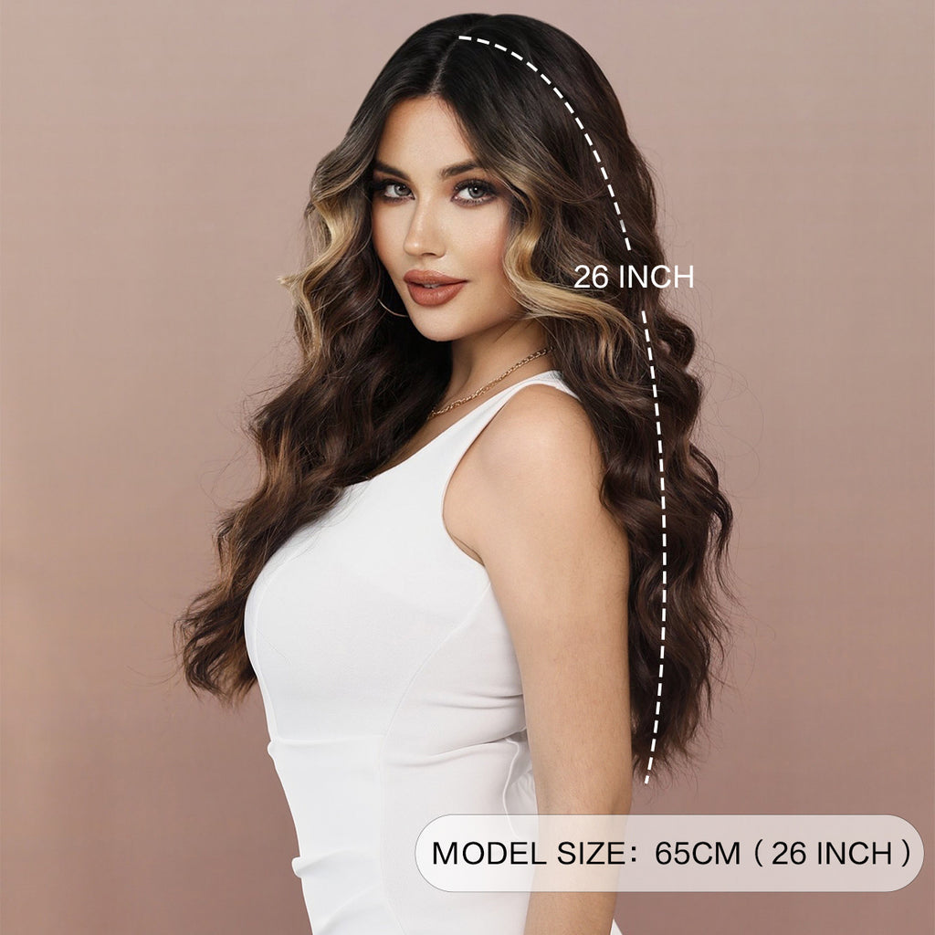 Rosy Brown Brown Gold Highlight Lace Wig - Elite Lace Fronts (T-Part Wavy) (FEVERCOS)