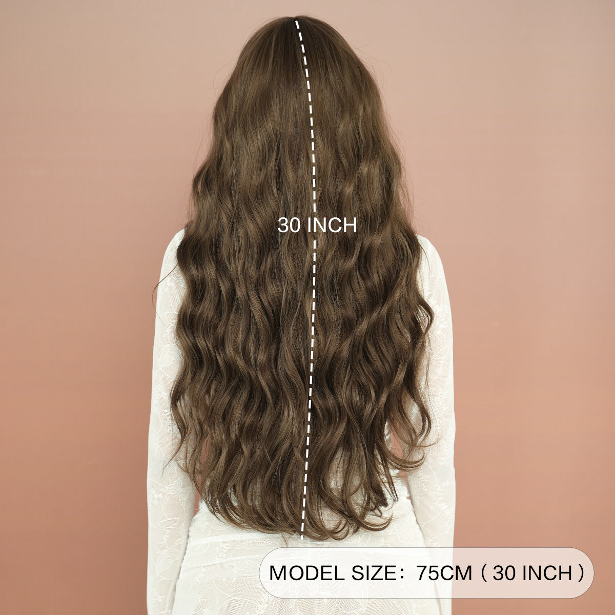 Tan 30-Inch Super Long Brown Wavy Wig - Everyday Fashion (Voluminous Bangs) (FEVERCOS)