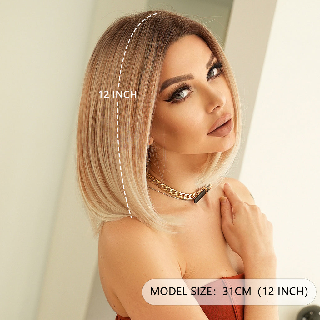 Seashell Gradient Blonde Lace Bob Wig - Elite Lace Fronts (French Bob) (FEVERCOS)