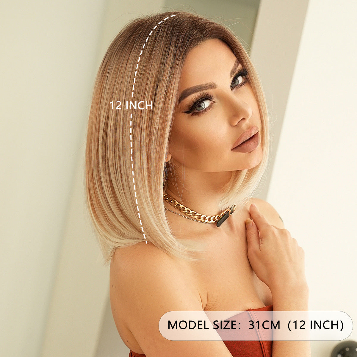 Seashell Gradient Blonde Lace Bob Wig - Elite Lace Fronts (French Bob) (FEVERCOS)