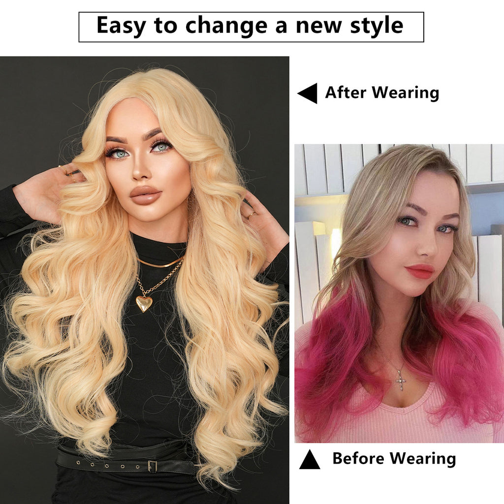White Smoke Platinum Blonde Lace Wavy Wig - Elite Lace Fronts (T-Part Middle Part) (FEVERCOS)