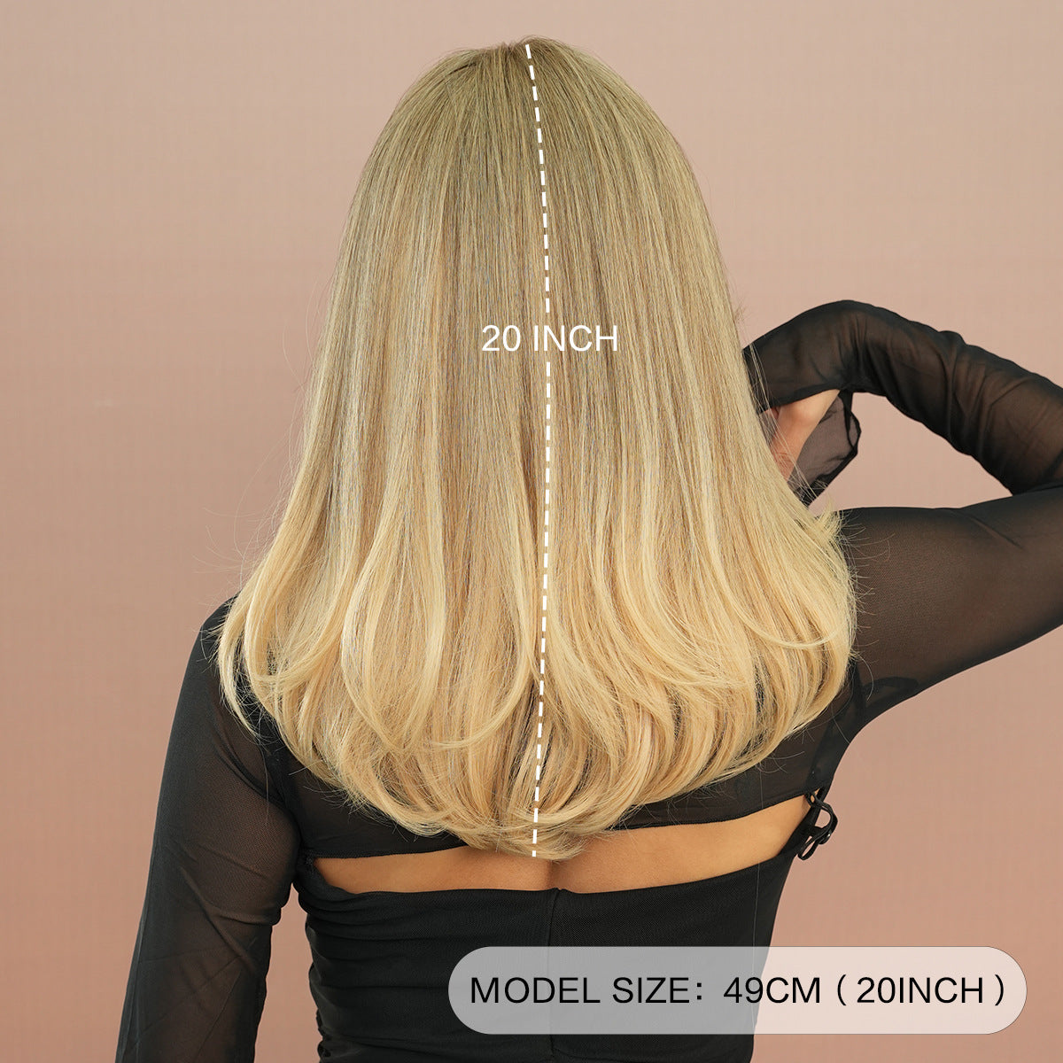 Tan Flaxen Blonde Layered Wavy Wig - Everyday Fashion (Curtain Bangs) (FEVERCOS)