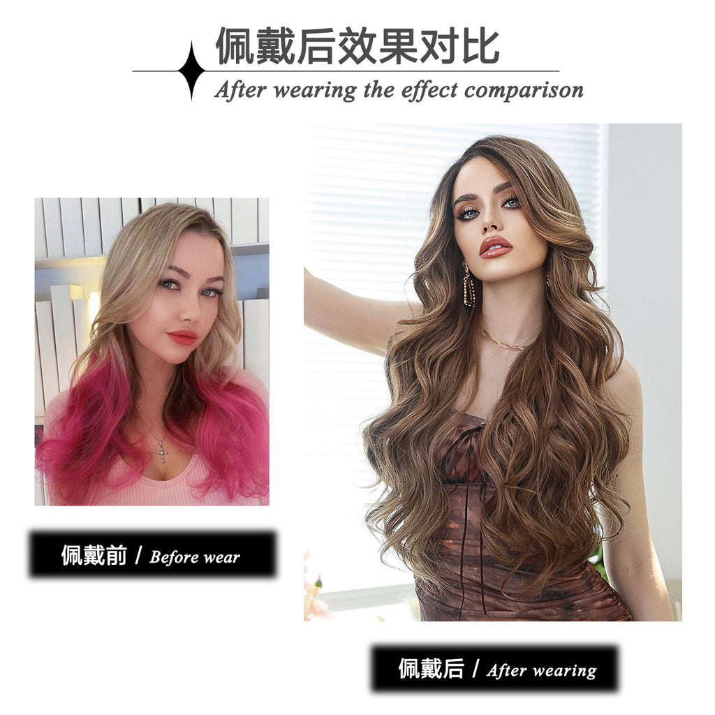 White Smoke Mocha Brown Highlight Lace Wig - Elite Lace Fronts (Wavy Side Part) (FEVERCOS)
