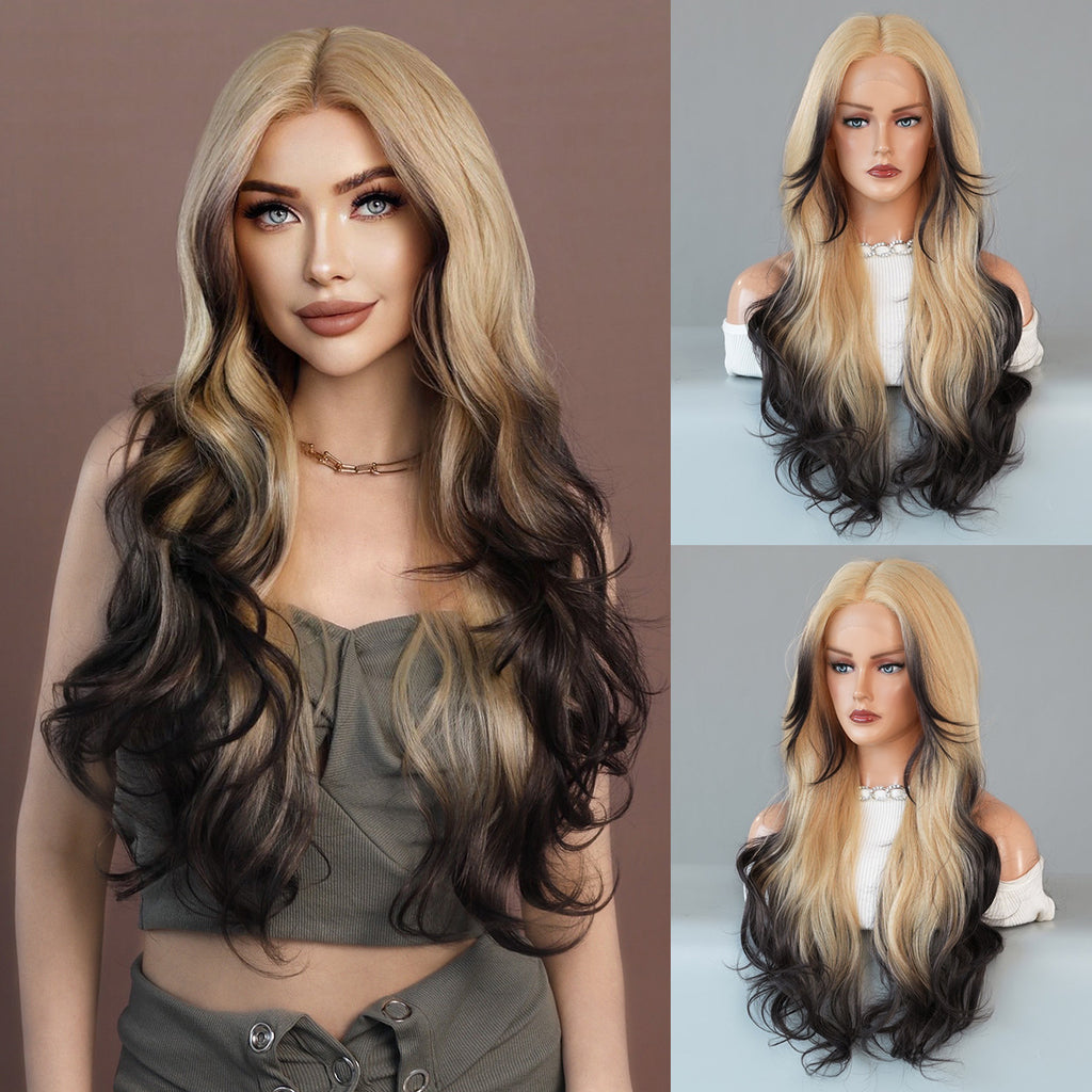 Dark Gray 13x4 Lace Front Ombre Blonde Wig - Elite Lace Fronts (Body Wave) (FEVERCOS)