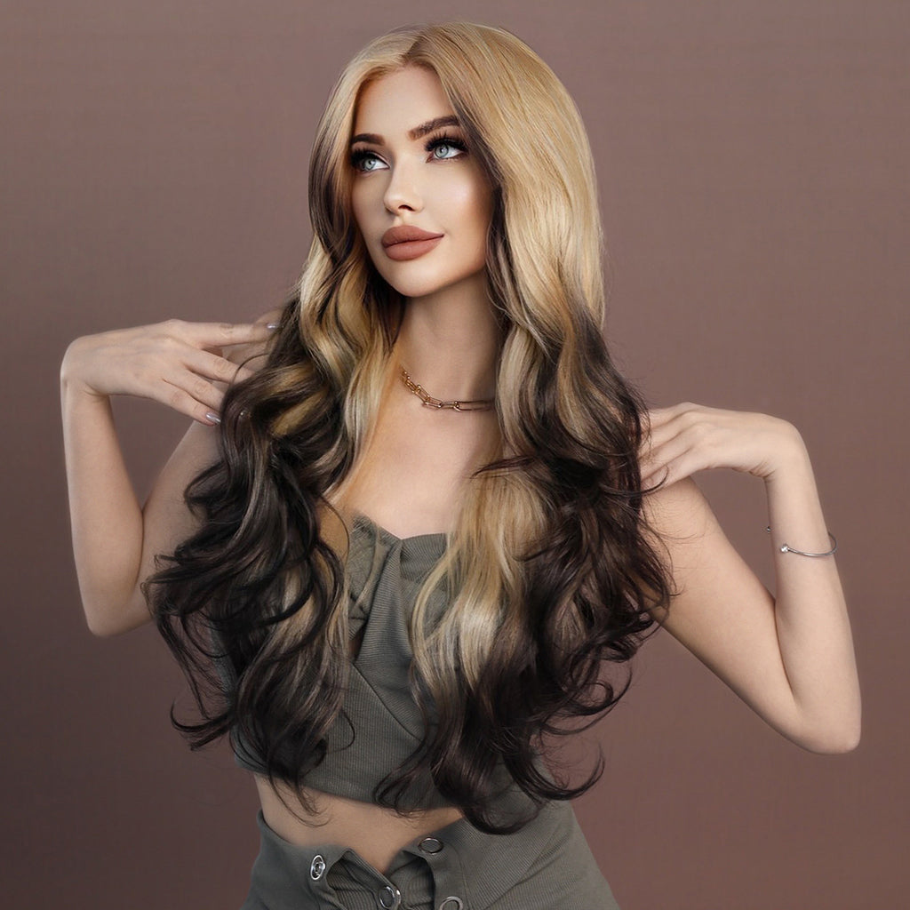 Dim Gray 13x4 Lace Front Ombre Blonde Wig - Elite Lace Fronts (Body Wave) (FEVERCOS)