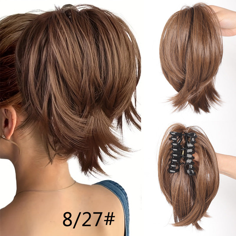 White Smoke Short Straight Spiky Messy Bun - Urban Chic (Claw Clip Updo) (FEVERCOS) Hair Extension