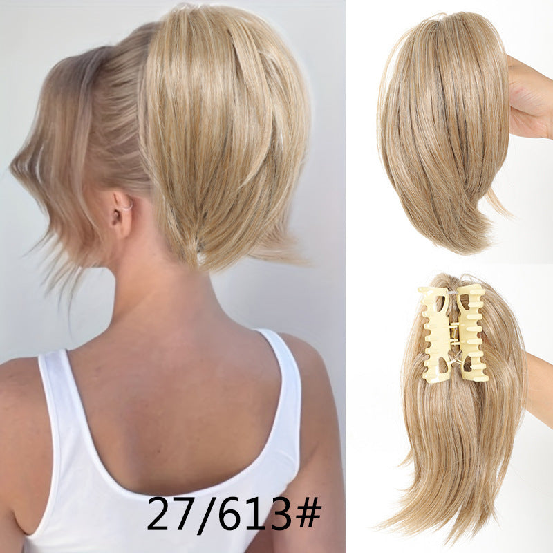White Smoke Short Straight Spiky Messy Bun - Urban Chic (Claw Clip Updo) (FEVERCOS) Hair Extension