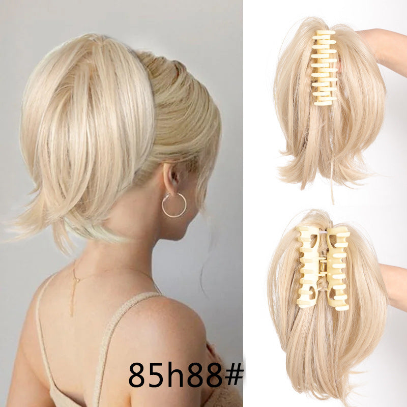 White Smoke Short Straight Spiky Messy Bun - Urban Chic (Claw Clip Updo) (FEVERCOS) Hair Extension