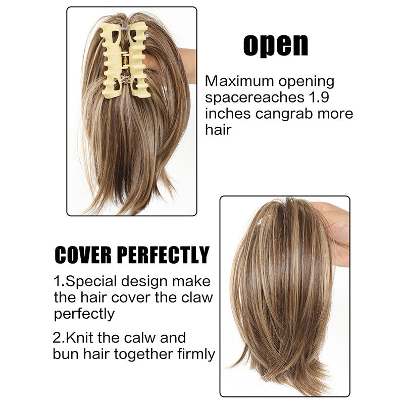 White Smoke Short Straight Spiky Messy Bun - Urban Chic (Claw Clip Updo) (FEVERCOS) Hair Extension