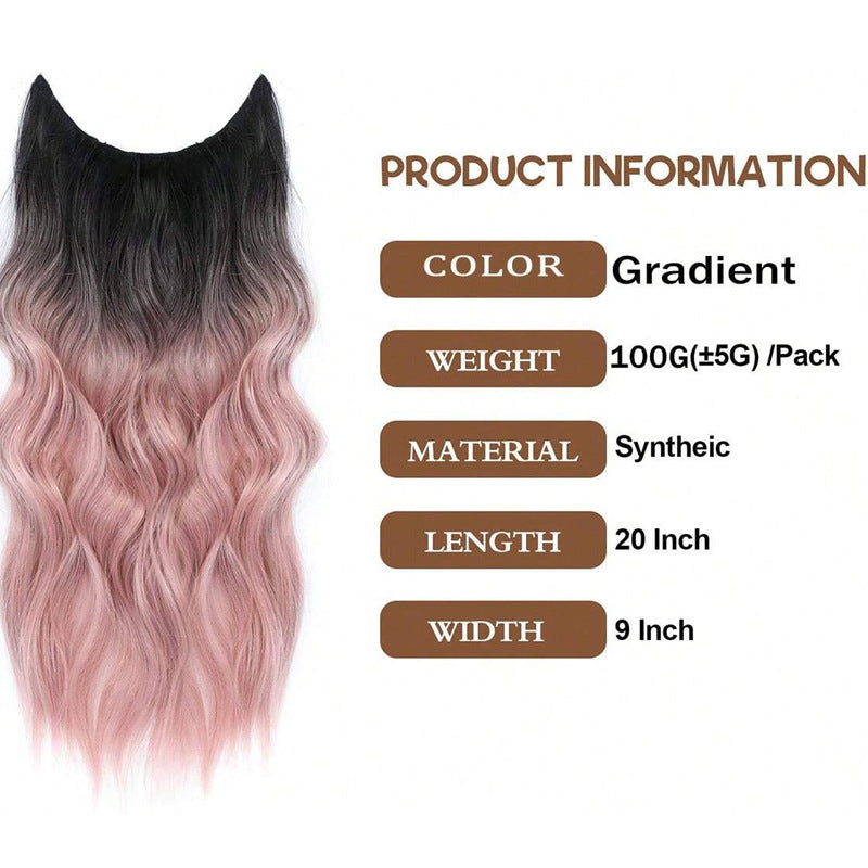 White Smoke Water Wave Halo Hair Extension - Secret Length Collection (Invisible Wire) (FEVERCOS)