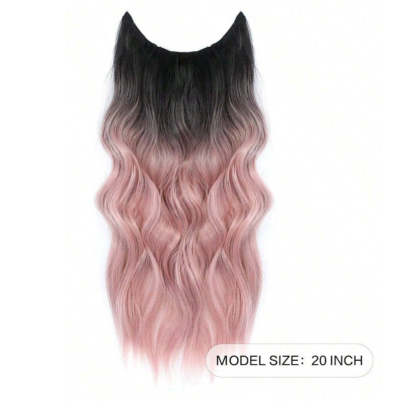 White Smoke Water Wave Halo Hair Extension - Secret Length Collection (Invisible Wire) (FEVERCOS)