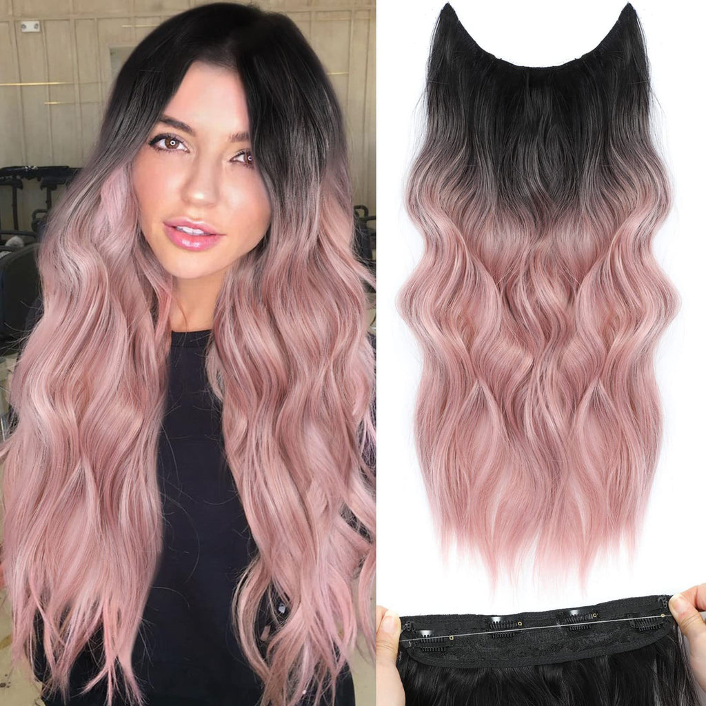 White Smoke Water Wave Halo Hair Extension - Secret Length Collection (Invisible Wire) (FEVERCOS)