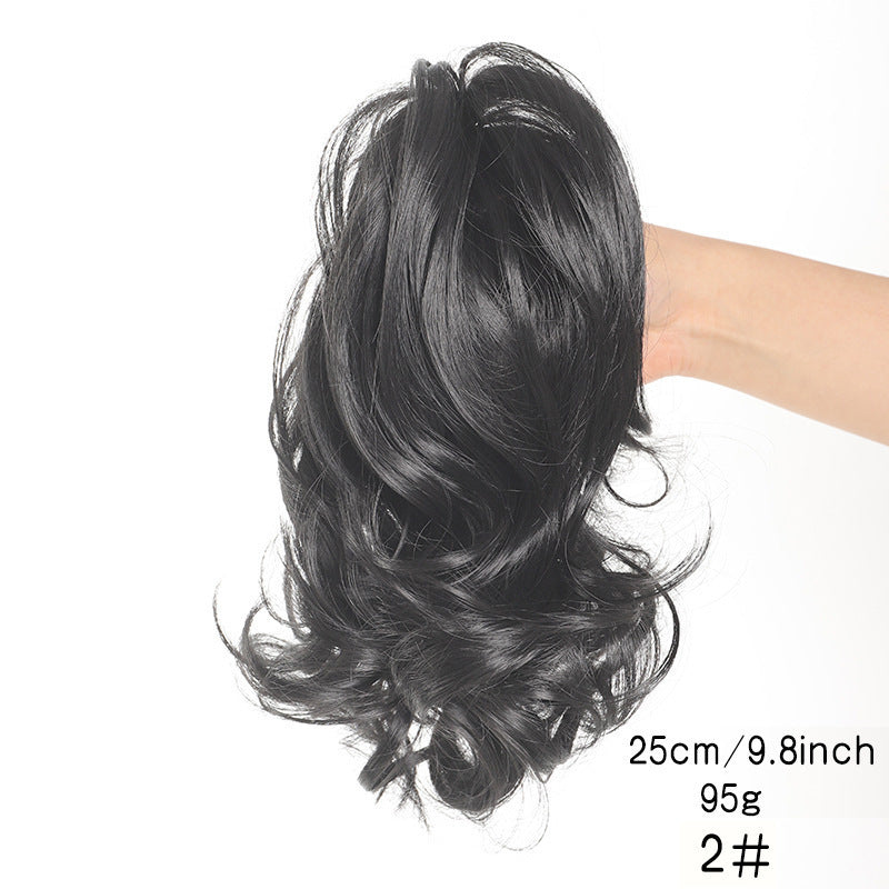 White Smoke Short Wavy Claw Clip Ponytail - Weekend Casual (Fluffy Big Waves) (FEVERCOS) Hair Extension