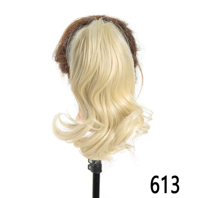 White Smoke Short Wavy Claw Clip Ponytail - Weekend Casual (Fluffy Big Waves) (FEVERCOS) Hair Extension
