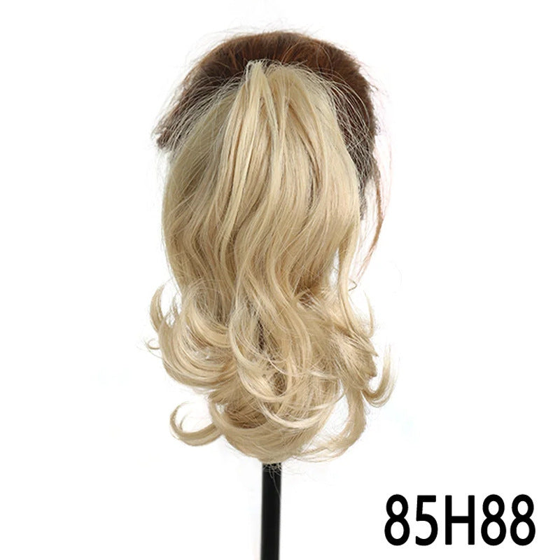 White Smoke Short Wavy Claw Clip Ponytail - Weekend Casual (Fluffy Big Waves) (FEVERCOS) Hair Extension