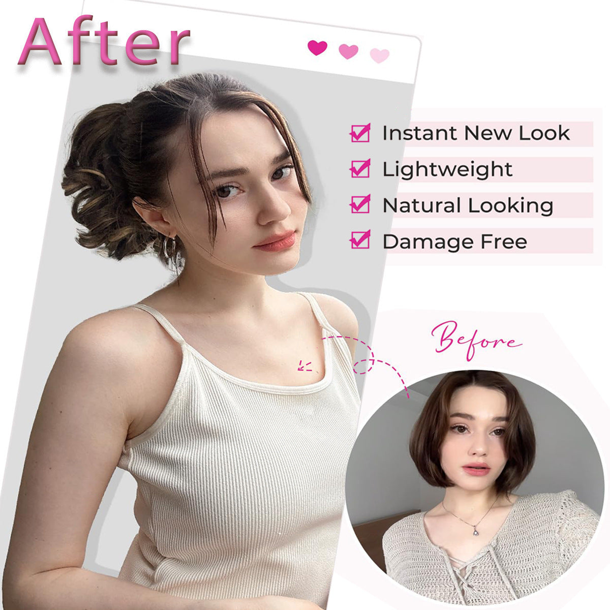 White Smoke Short Wavy Claw Clip Ponytail - Weekend Casual (Fluffy Big Waves) (FEVERCOS) Hair Extension