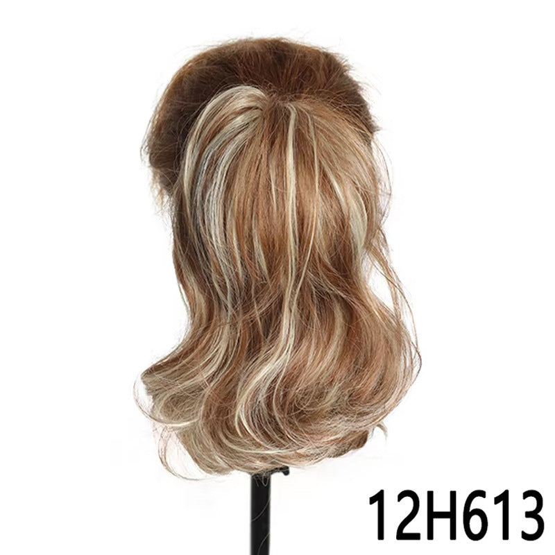 White Smoke Short Wavy Claw Clip Ponytail - Weekend Casual (Fluffy Big Waves) (FEVERCOS) Hair Extension