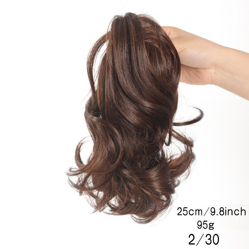 White Smoke Short Wavy Claw Clip Ponytail - Weekend Casual (Fluffy Big Waves) (FEVERCOS) Hair Extension