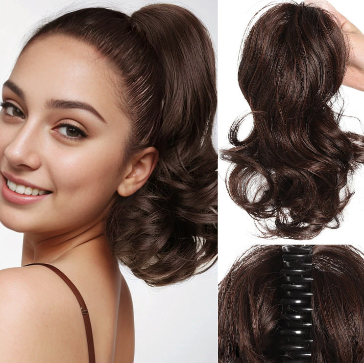 Black Short Wavy Claw Clip Ponytail - Weekend Casual (Fluffy Big Waves) (FEVERCOS) Hair Extension