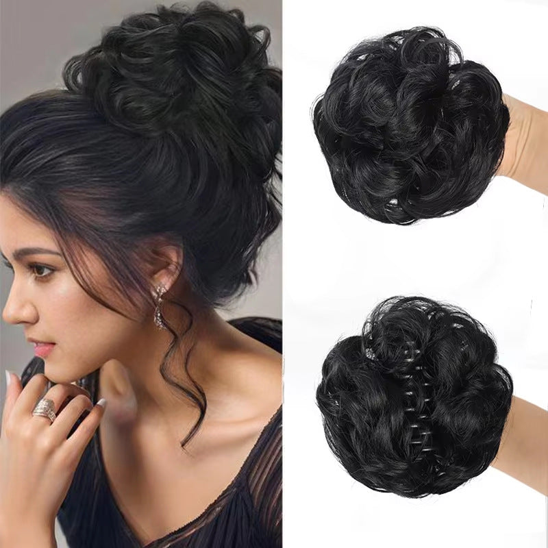 White Smoke Messy Bun Scrunchie Chignon - Lazy Elegance (Wavy Updo Hair Ring) (FEVERCOS) Hair Extension
