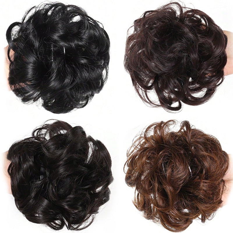 White Smoke Messy Bun Scrunchie Chignon - Lazy Elegance (Wavy Updo Hair Ring) (FEVERCOS) Hair Extension