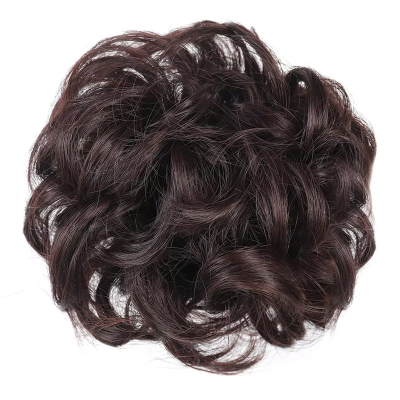 White Smoke Messy Bun Scrunchie Chignon - Lazy Elegance (Wavy Updo Hair Ring) (FEVERCOS) Hair Extension