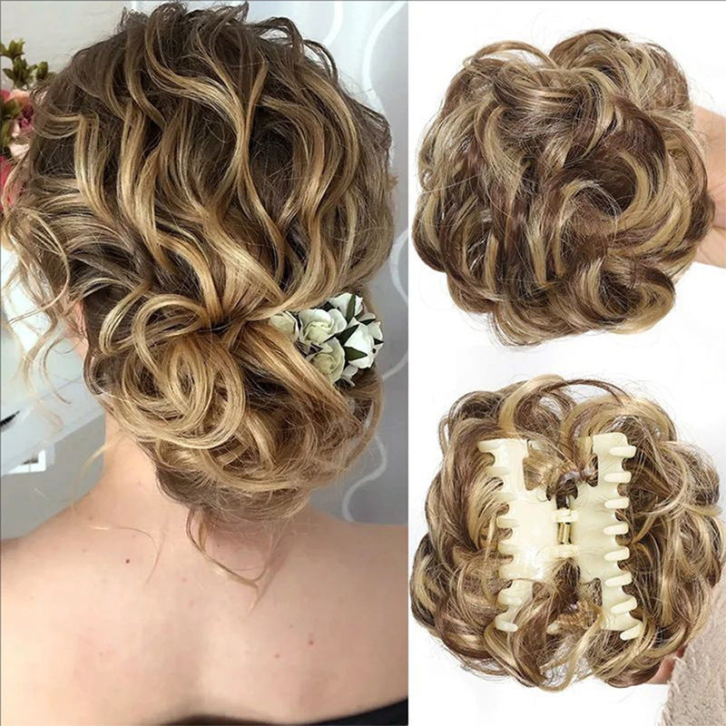 White Smoke Messy Bun Scrunchie Chignon - Lazy Elegance (Wavy Updo Hair Ring) (FEVERCOS) Hair Extension