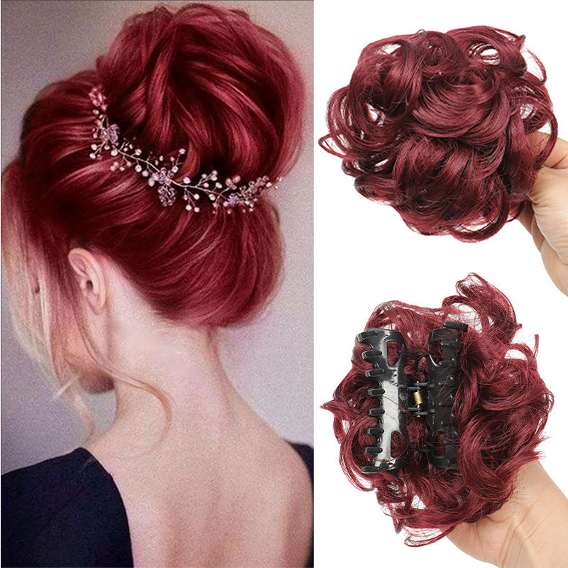 White Smoke Messy Bun Scrunchie Chignon - Lazy Elegance (Wavy Updo Hair Ring) (FEVERCOS) Hair Extension