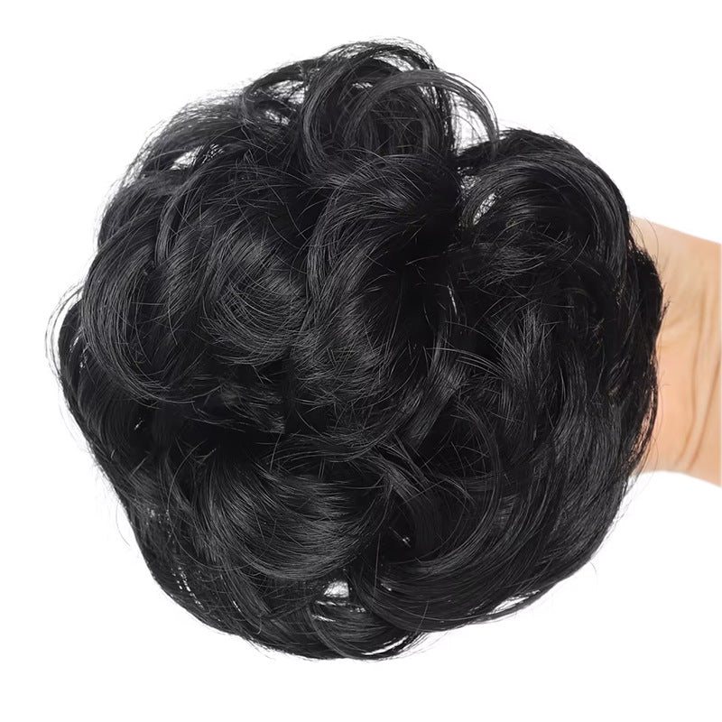 White Smoke Messy Bun Scrunchie Chignon - Lazy Elegance (Wavy Updo Hair Ring) (FEVERCOS) Hair Extension