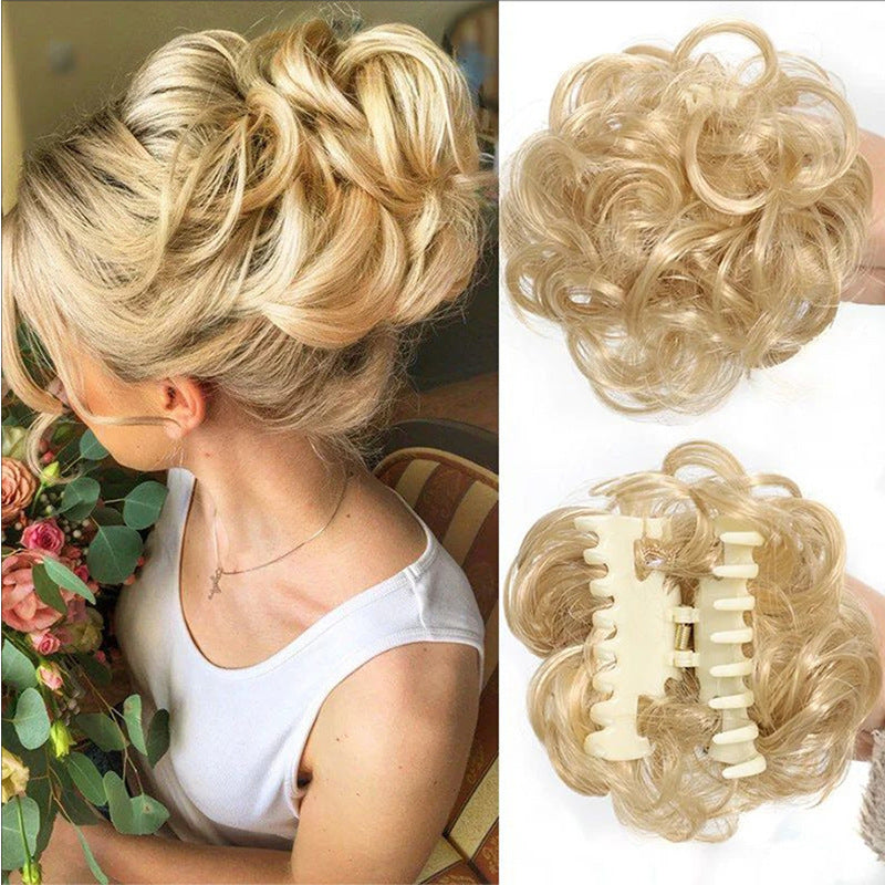 White Smoke Messy Bun Scrunchie Chignon - Lazy Elegance (Wavy Updo Hair Ring) (FEVERCOS) Hair Extension