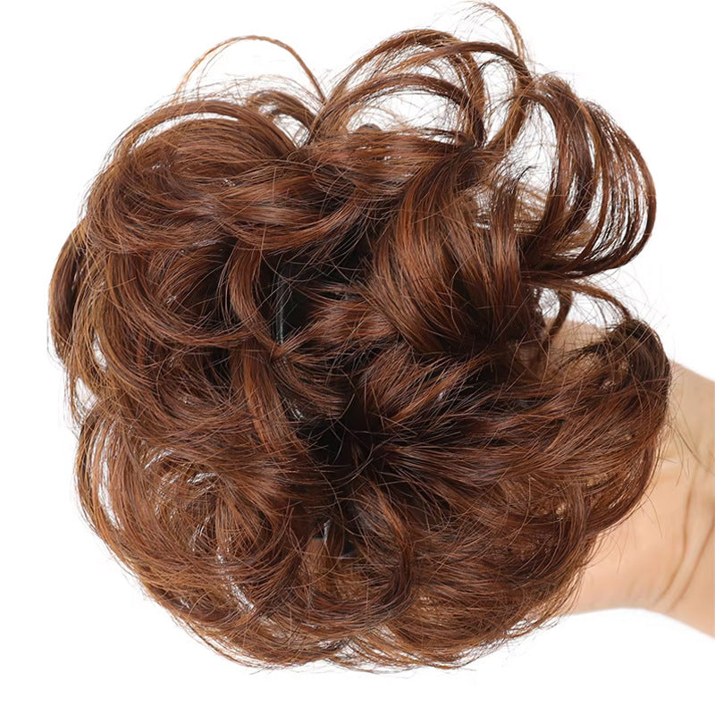 White Smoke Messy Bun Scrunchie Chignon - Lazy Elegance (Wavy Updo Hair Ring) (FEVERCOS) Hair Extension