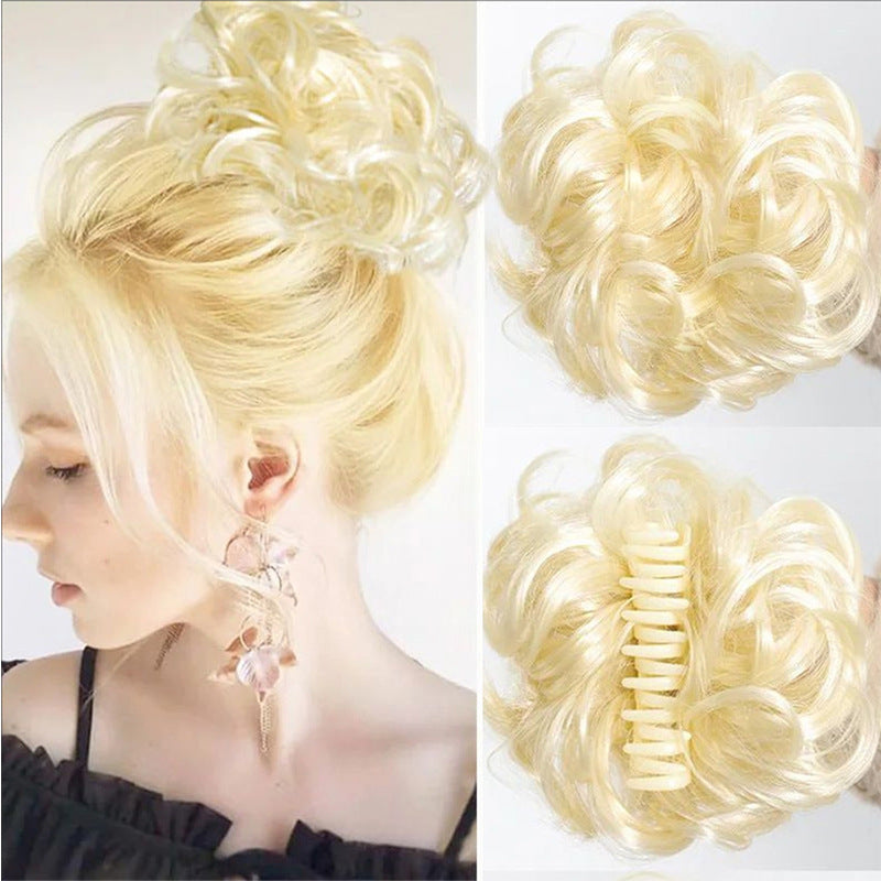 Wheat Messy Bun Scrunchie Chignon - Lazy Elegance (Wavy Updo Hair Ring) (FEVERCOS) Hair Extension