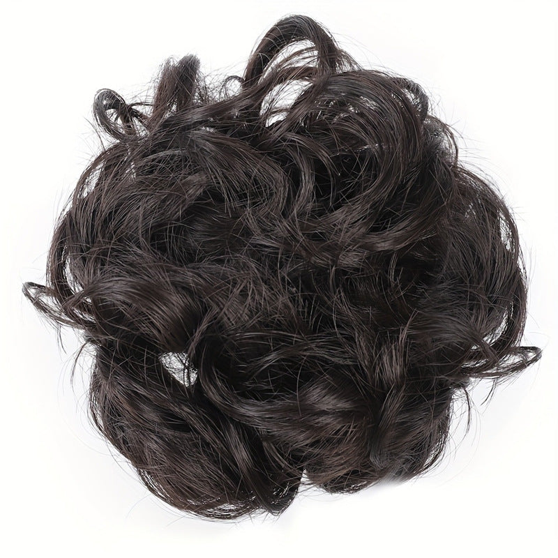 White Smoke Messy Bun Scrunchie Chignon - Lazy Elegance (Wavy Updo Hair Ring) (FEVERCOS) Hair Extension