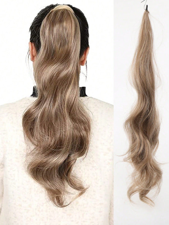 White Smoke Wrap-Around Long Wavy Ponytail - High Glamour (Seamless Attachment) (FEVERCOS) Hair Extension