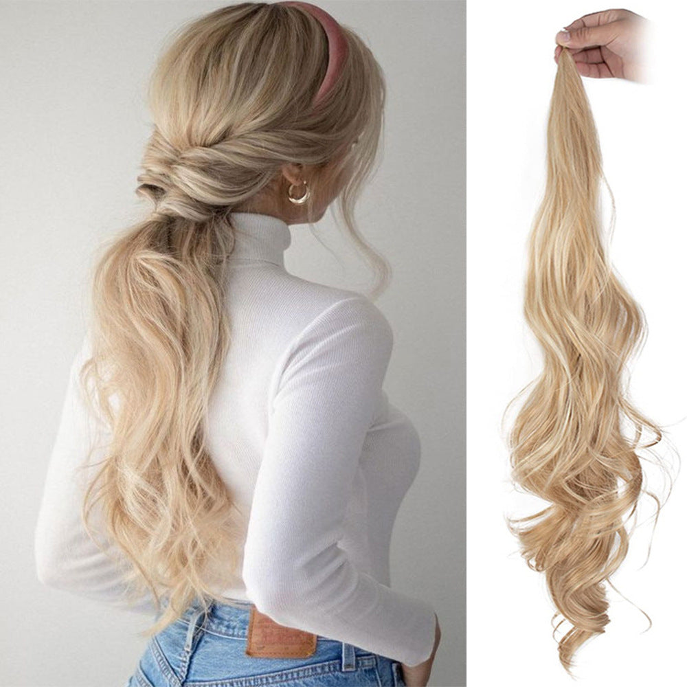 White Smoke Wrap-Around Long Wavy Ponytail - High Glamour (Seamless Attachment) (FEVERCOS) Hair Extension