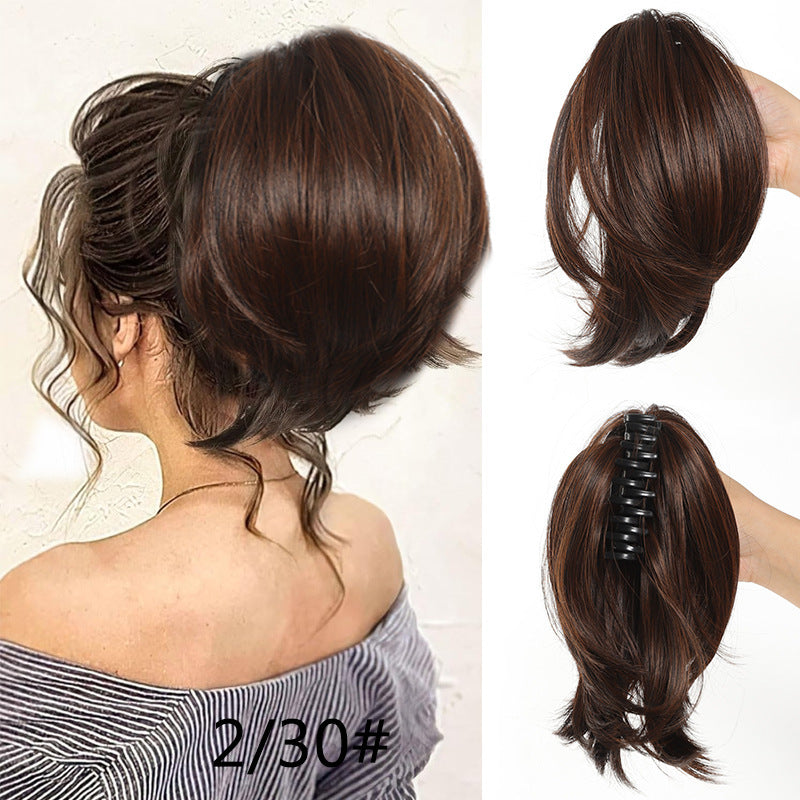 White Smoke Short Straight Spiky Messy Bun - Urban Chic (Claw Clip Updo) (FEVERCOS) Hair Extension