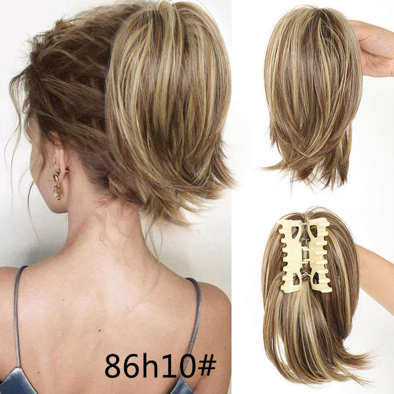 White Smoke Short Straight Spiky Messy Bun - Urban Chic (Claw Clip Updo) (FEVERCOS) Hair Extension