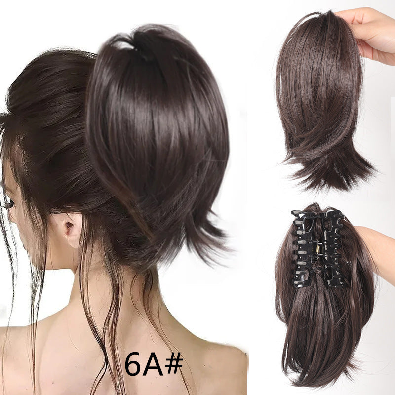 White Smoke Short Straight Spiky Messy Bun - Urban Chic (Claw Clip Updo) (FEVERCOS) Hair Extension