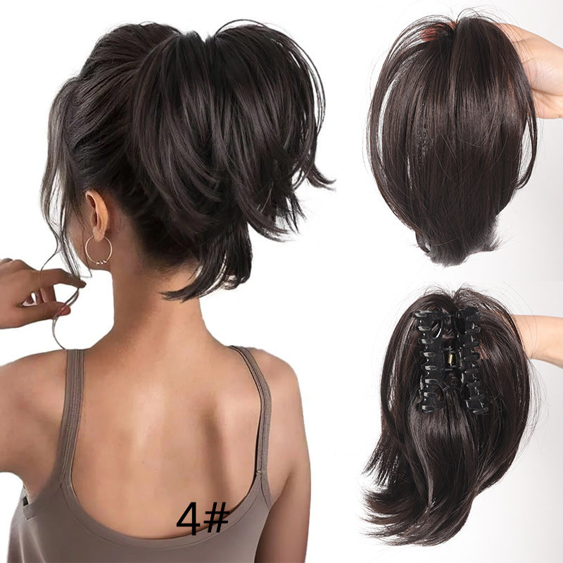 White Smoke Short Straight Spiky Messy Bun - Urban Chic (Claw Clip Updo) (FEVERCOS) Hair Extension